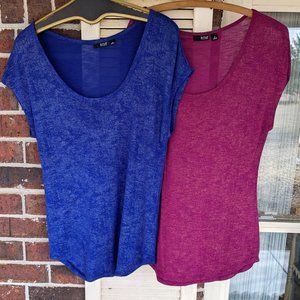 Two Sparkle Scoop neck knit  short sleeve a.n.a shirts blouses M Blue  Magenta